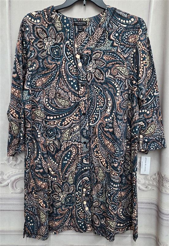 NWT Miss Elaine XL Snap Front Robe Paisley Knit Loungewear 131090