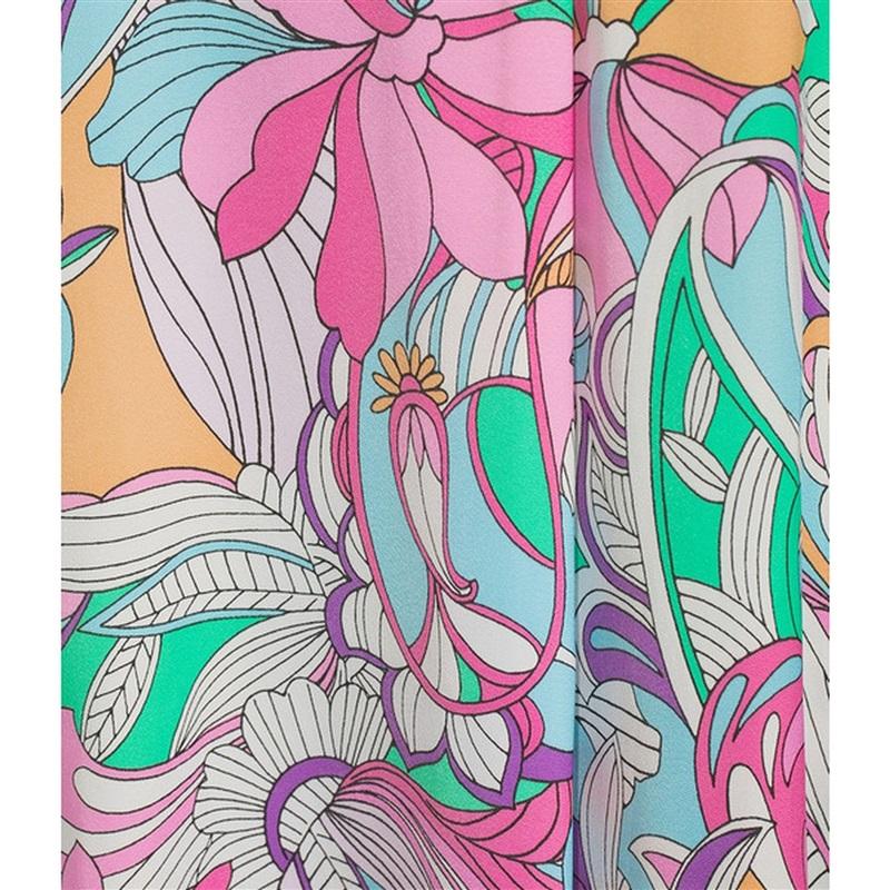 NWT Van Winkle XL Satin Side Slit V-Neck Maxi Chemise Retro Paisley 131093