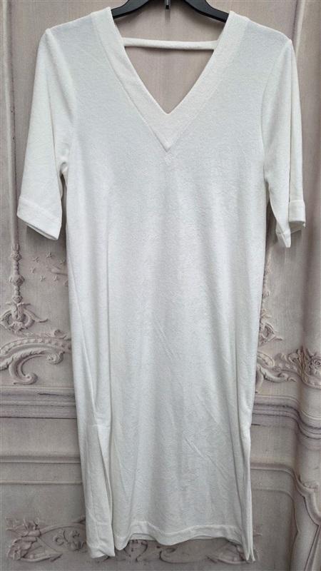 NWt Barefoot Dreams XXS XS Cozy Terry Double V-Neck Caftan White 131095