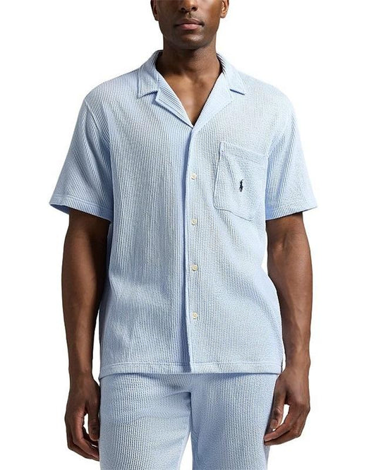 NWT Ralph Lauren M Blue White Stripe Lounge Pajama Top 131098