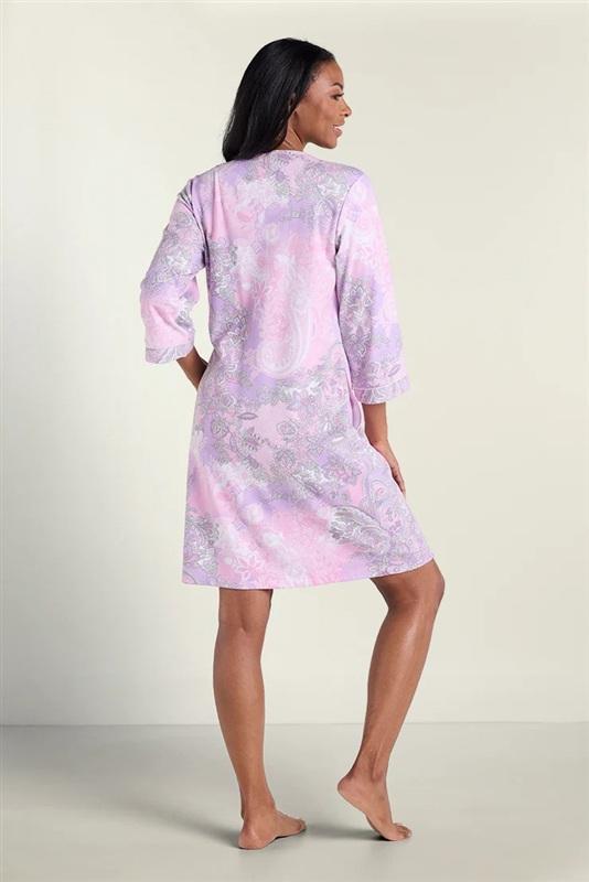 NWT Miss Elaine L Knit Interlock Snap Robe Pink Paisley 131105