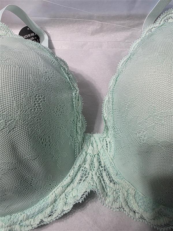 NWT Natori 34DDD Feathers Bra Plunge Contour 730023 Green 131164