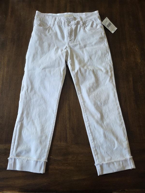 NWT KUT From Kloth 4 Amy Crop Straight Leg Roll-Up White Jeans 131200