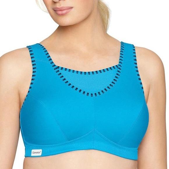 NWOTD Glamorise 44D No Bounce Cami Sports Bra 1066 Blue 131213