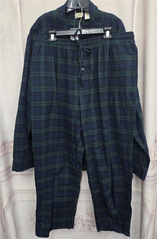 NWT LL Bean XXL Scotch Plaid Sleepwear Lounge Pajama Set Black Watch 131228