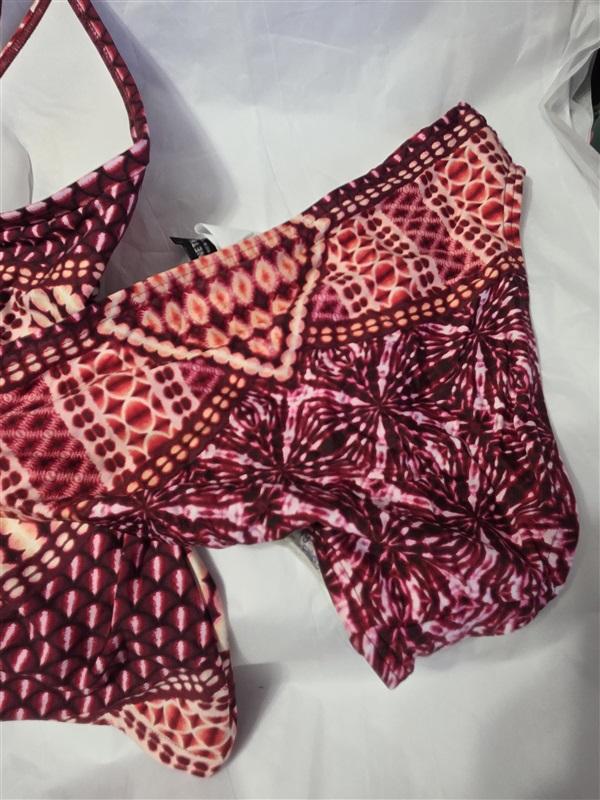 NWT Kenneth Cole S Surplice V-Neck Push Up Halter Tankini Swim Top Bottom 131234