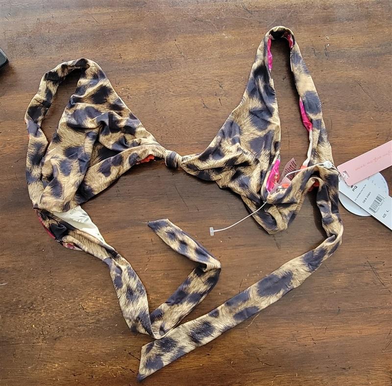 NWT Pilyq Anthropologie S Knot Top Bottom Reverse Bikini Cheetah Floral 131236