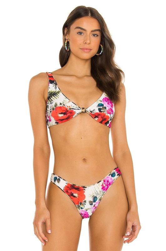 NWT Pilyq Anthropologie S Knot Top Bottom Reverse Bikini Cheetah Floral 131236