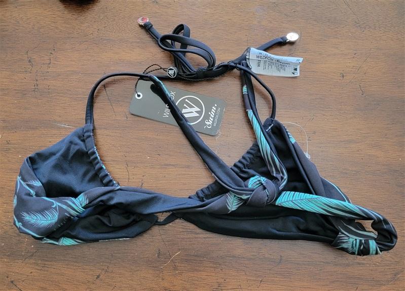 NWT Wildfox S Reversible Halter Triangle Bikini Swim Top & Bottom Bamboo 131237