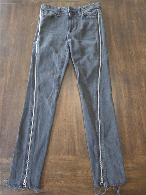 NWOT Rag & Bone 25 Nina High Rise Straight Side Zip Jeans Black 131246