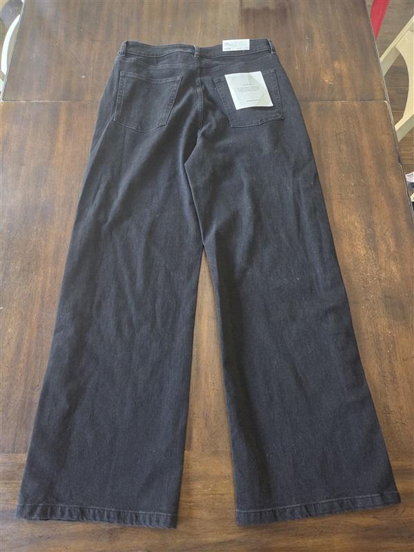 NWT Warp Weft 14 32 NICE Cote Wide Leg Snap Side Black Jeans 131268