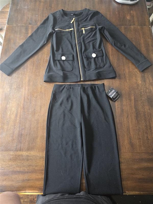 NWT Boston Proper XXS Beyond Travel Palazzo Black Pants Jacket 131269