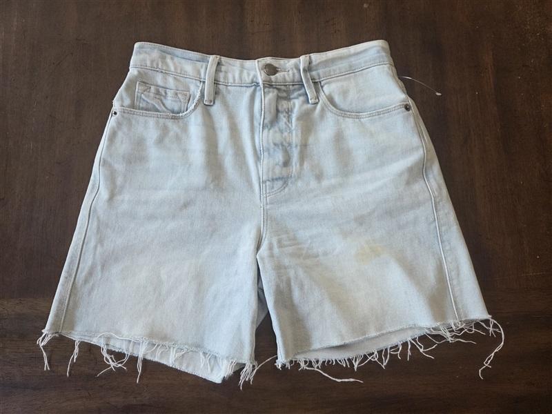 NWTD Frame 25 Denim Blue Le Tour Cut off Shorts Distressed Raw Hem 131275