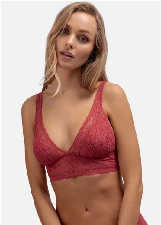 NWOT Dorina Lana XL Longline Wirefree Rose Coral Lace Padded Bra 131283