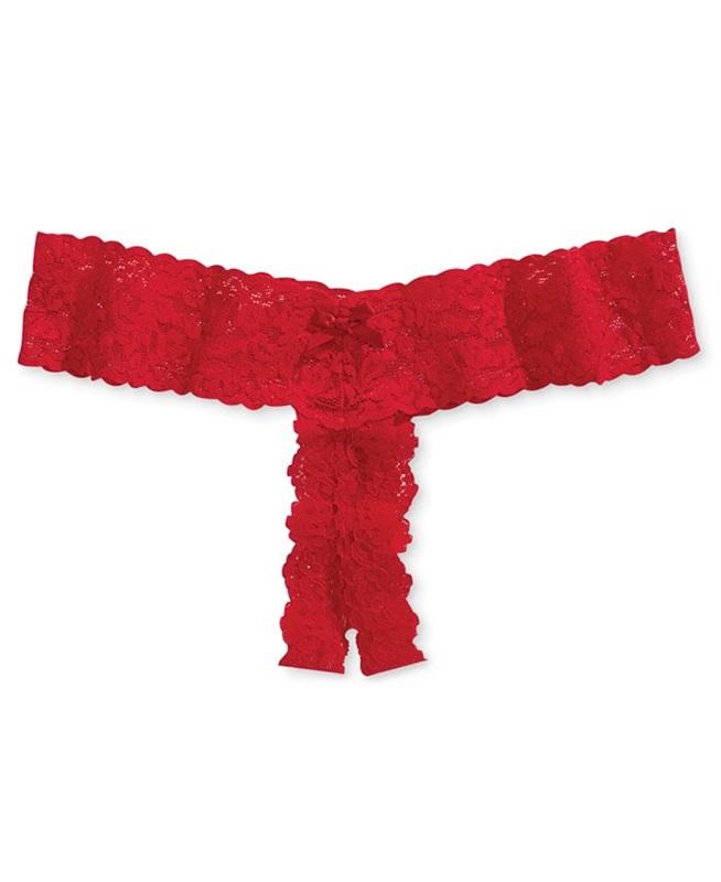 NWOT Hanky Panky OS After Midnight Solid Open Panel Thong Red 131297