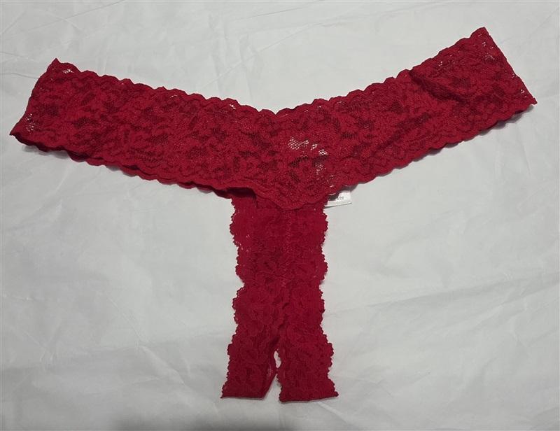 NWOT Hanky Panky OS After Midnight Solid Open Panel Thong Red 131297