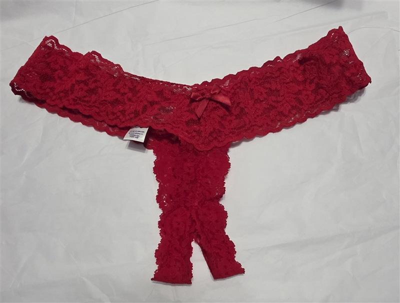 NWOT Hanky Panky OS After Midnight Solid Open Panel Thong Red 131297