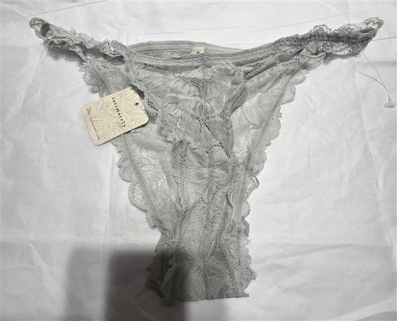 NWT Free People M Lace Truth Sayer Gray Thong Panties 131314
