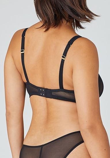 NWT CUUP L A-C Cup The Plunge Mesh Burgundy Sheer Underwire Bra 131330