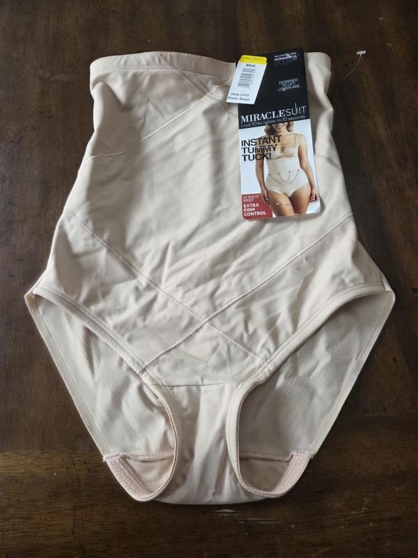 NWT Miraclesuit M Instant Tummy Tuck High-Waist Brief 2415 Beige 131334