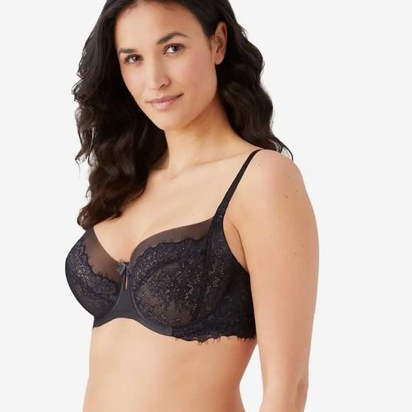 NWOT Wacoal 32DDD Center Stage Underwire Black Lace Bra 131426