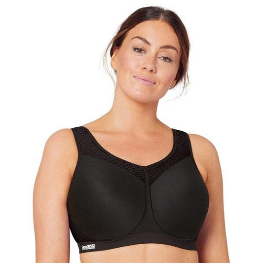NWOT Glamorise 42H Wirefree High Impact Sports Bra 1067 Black 131429