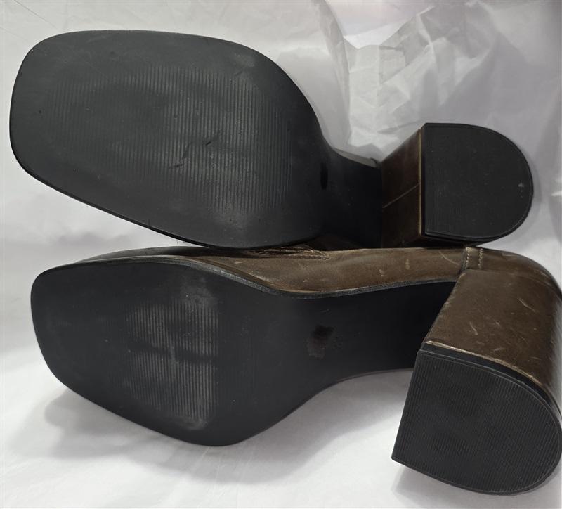 NWOTD Cafe Noir 8.5 Y2K Brown Leather Platform Heel Penny Loafers 131435