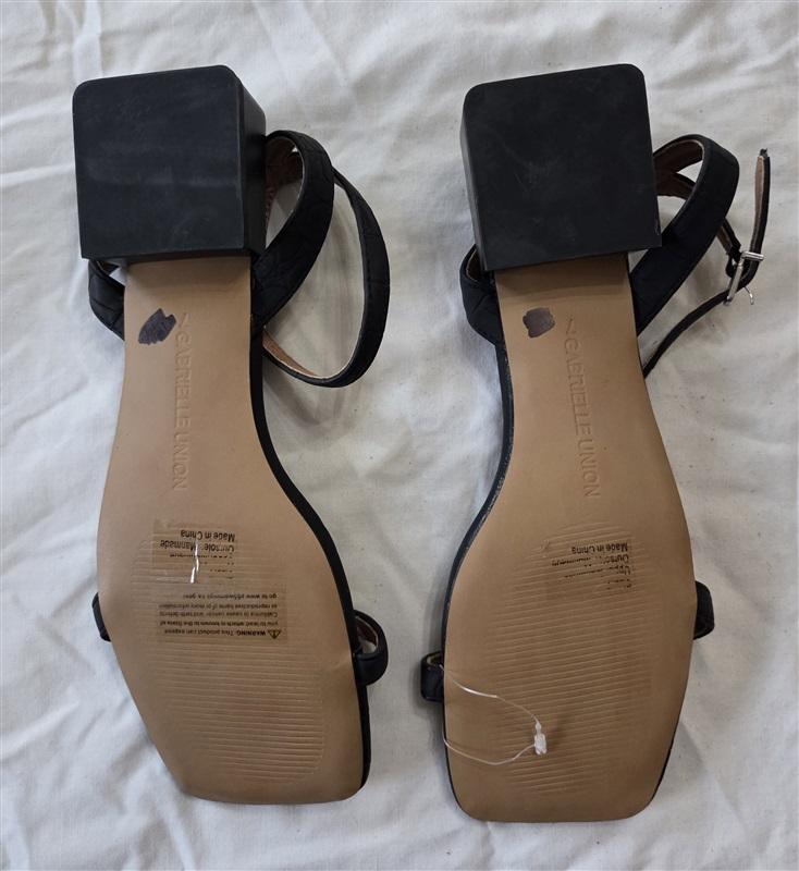 NWOT Gabrielle Union 7 Block Heel Sandals Ankle Strap Black 131446