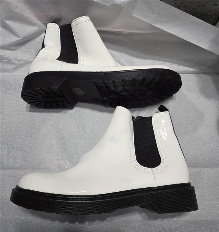 NWOTD Madden Girl 5 MKWEEN Faux Patented Leather Lug Boots White 131455