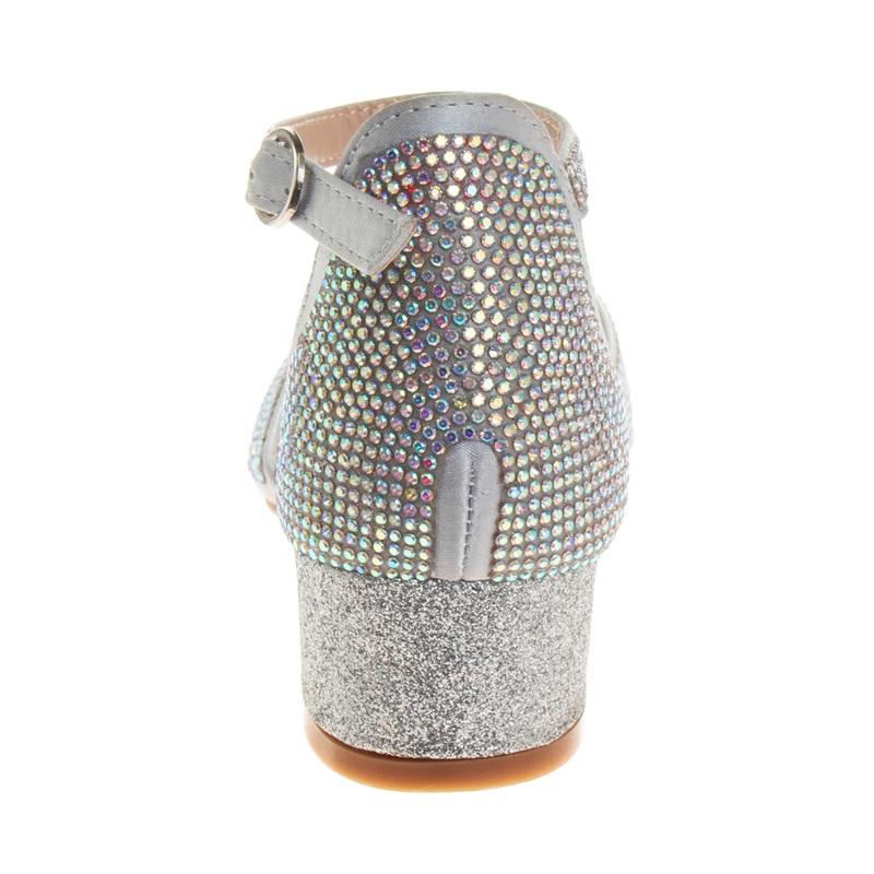 NWOT Badgley Mischka 6 Girls Rhinestone Studded Block Heeled Dress Shoe 131456