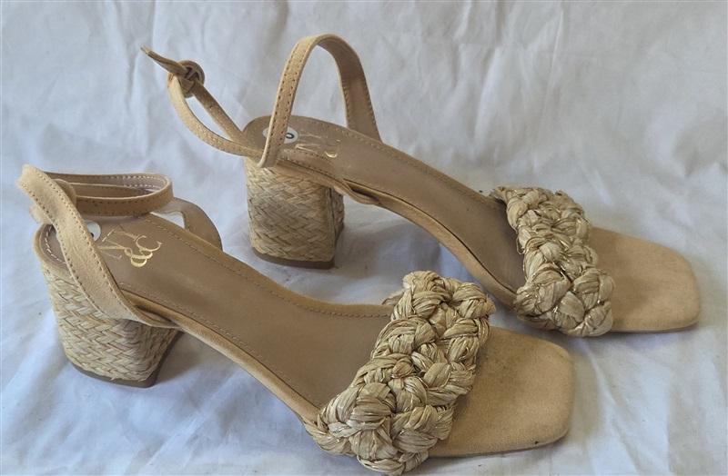 NWOT New York & Company 8.5 Elissa Braided Heeled Sandal Wrap Ankle 131464