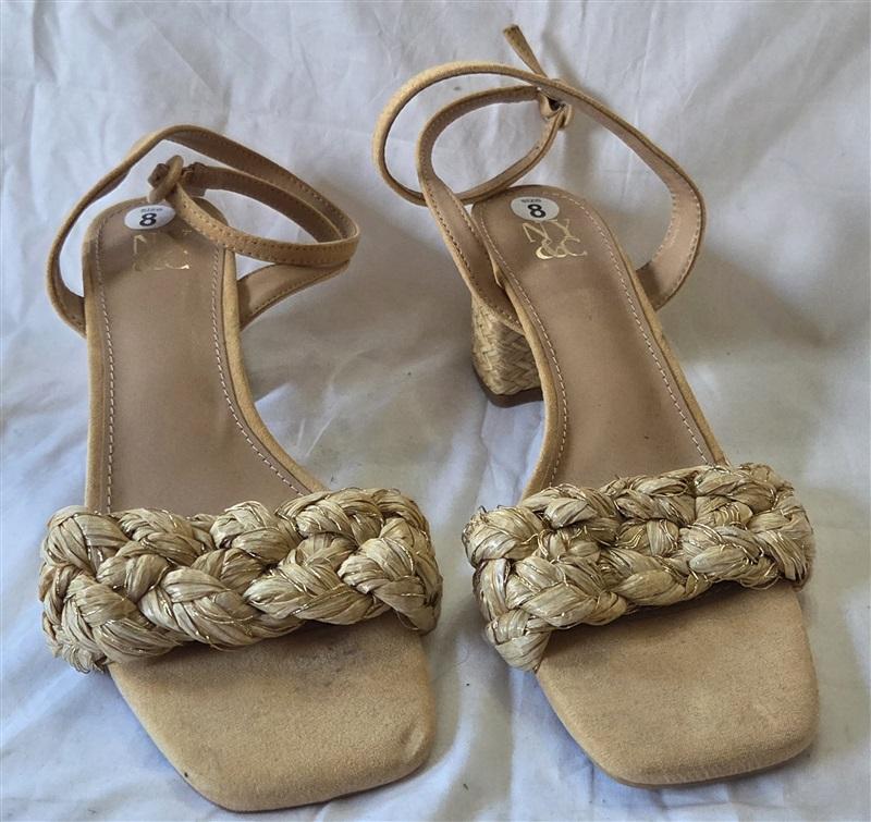 NWOT New York & Company 8.5 Elissa Braided Heeled Sandal Wrap Ankle 131464