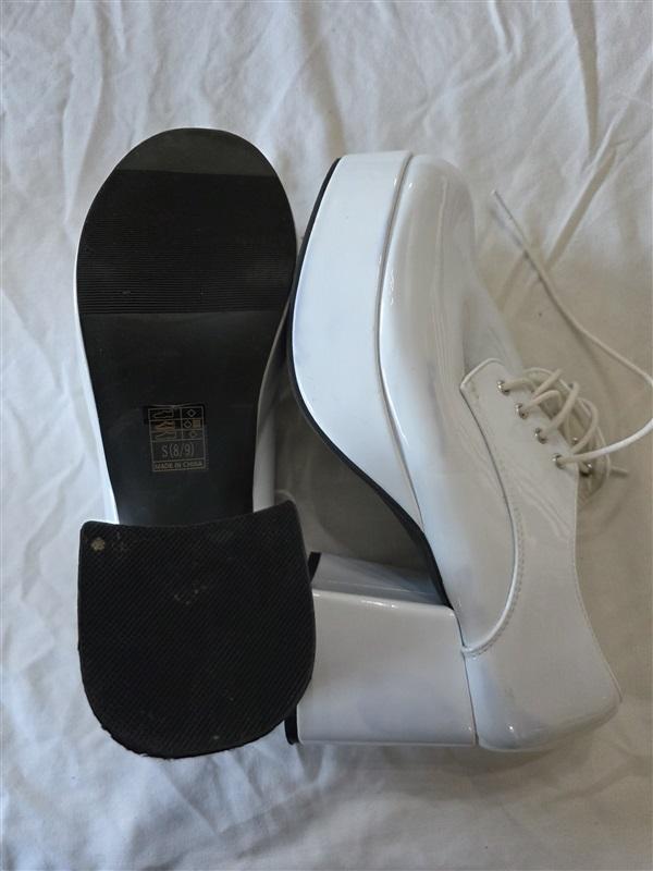 NWOTD 1031 8 Platform Oxfords Tie Heels Shoes White 131466