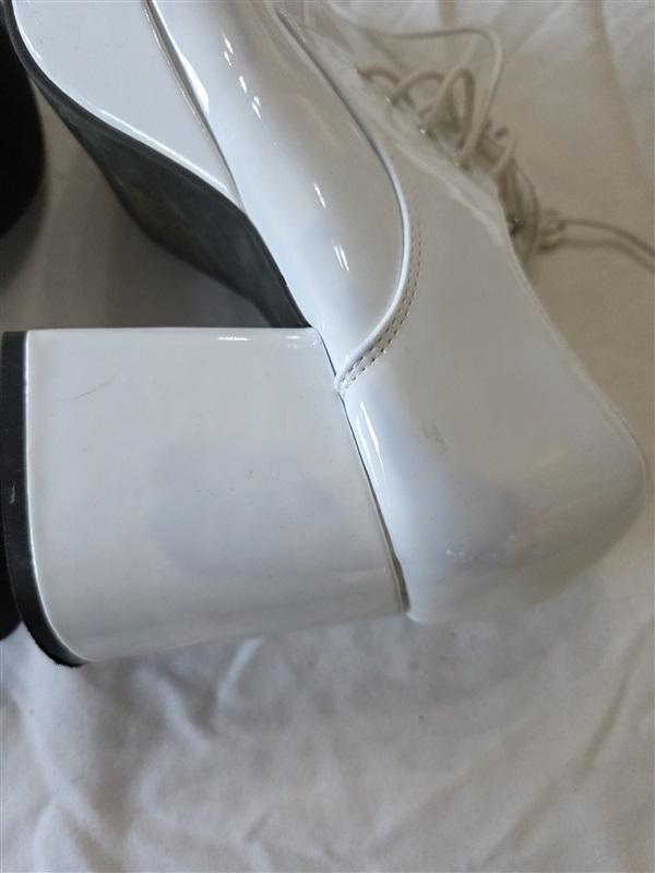 NWOTD 1031 8 Platform Oxfords Tie Heels Shoes White 131466