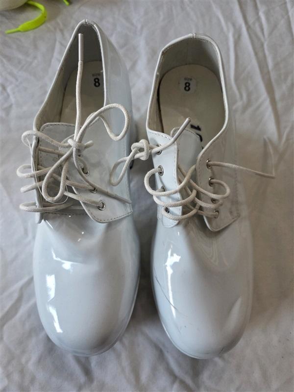 NWOTD 1031 8 Platform Oxfords Tie Heels Shoes White 131466