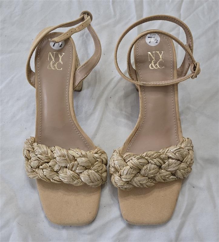 NWOT New York & Company 7.5 Elissa Braided Heeled Sandal Wrap Ankle 131484