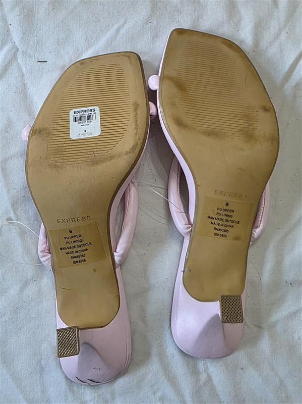 NWOT Express 8 Heeled Slides Sandal Dress Pink 131487