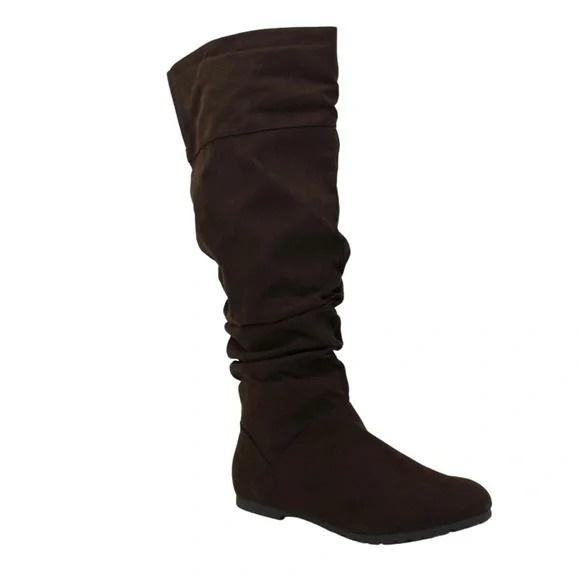 NWOT Rampage 6.5 Britton Slouch Boots Black Faux Suede 131488