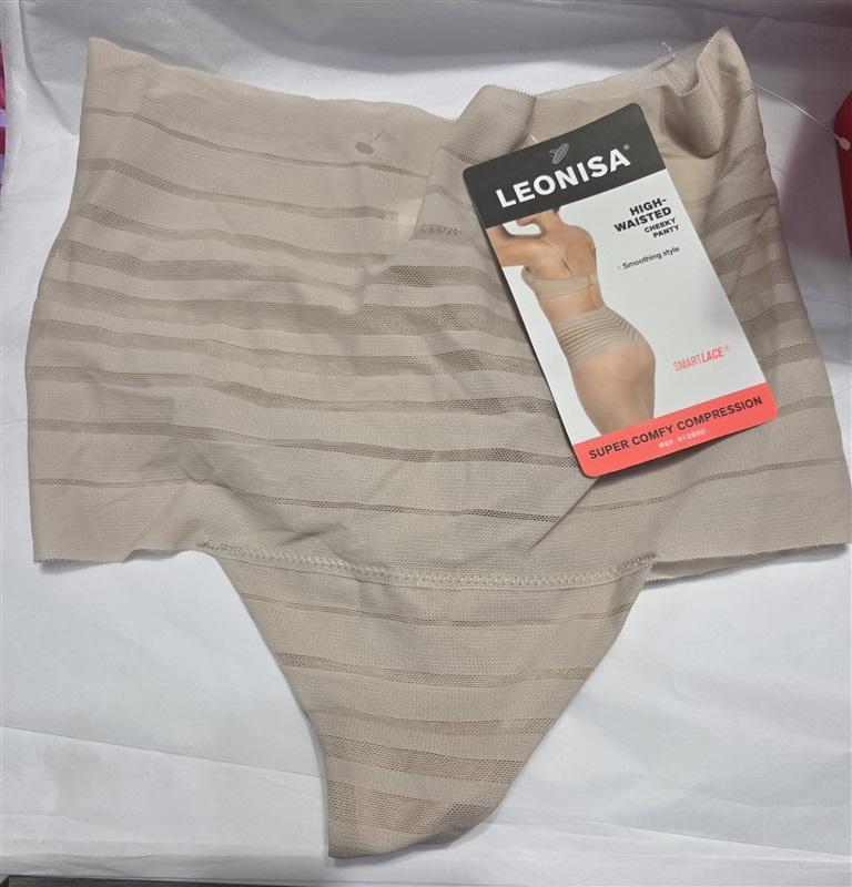 NWT Leonisa SM High Waisted Cheeky Thong Panty Beige 131548