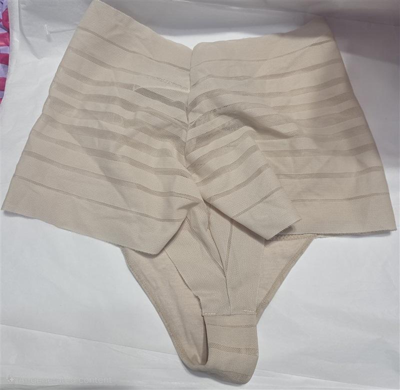 NWT Leonisa SM High Waisted Cheeky Thong Panty Beige 131548