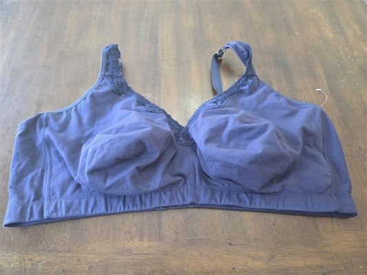 NWOT Catherine's 54DD Wirefree Cotton Back Hook Leisure Blue Bra 131587