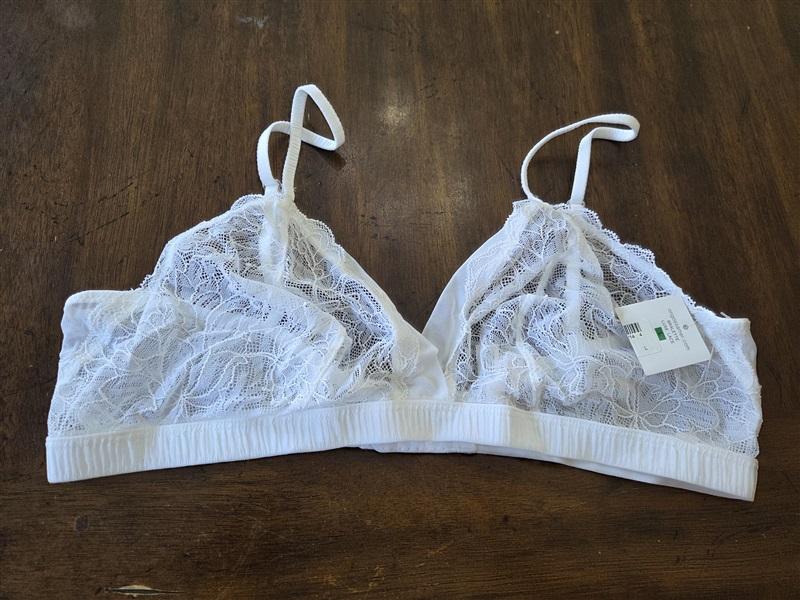 NWT On Gossamer L Cabana Luxe Lace Bralette White 131590