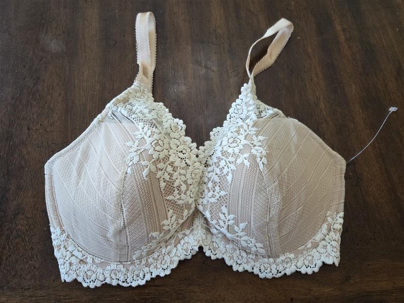 NWt Wacoal 32DD Embrace Lace Plunge Underwire Bra 853291 Beige 131593