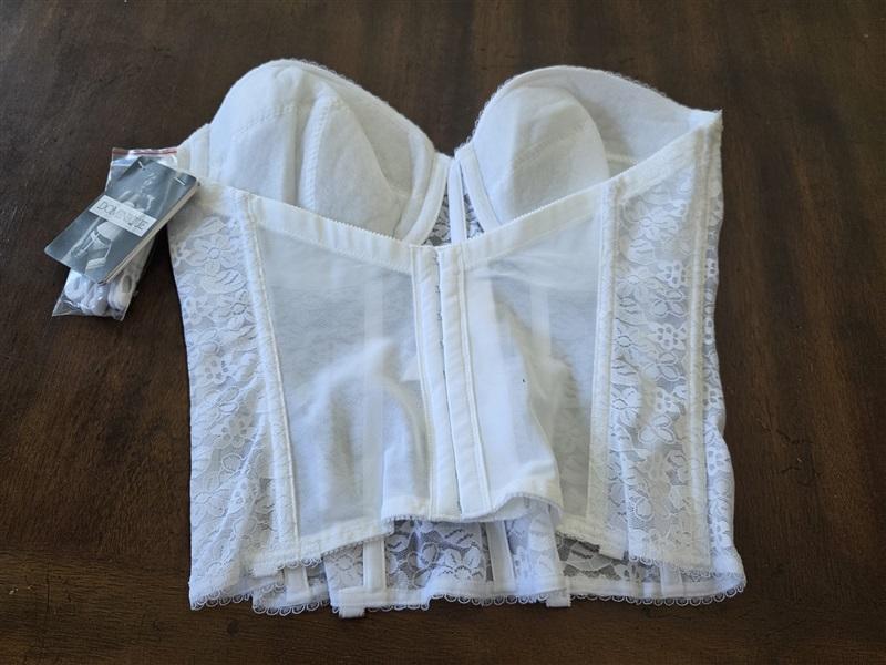 NWT DOMINIQUE 36D Lace Corset Bridal Longline Bra 7749 White 131599