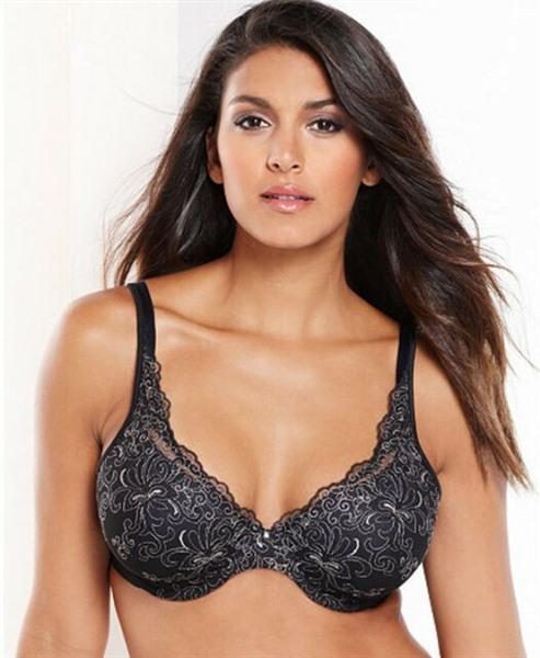NWT Playtex 36DD Side Smoothing Embroidered Underwire Bra 4513 Black 131614
