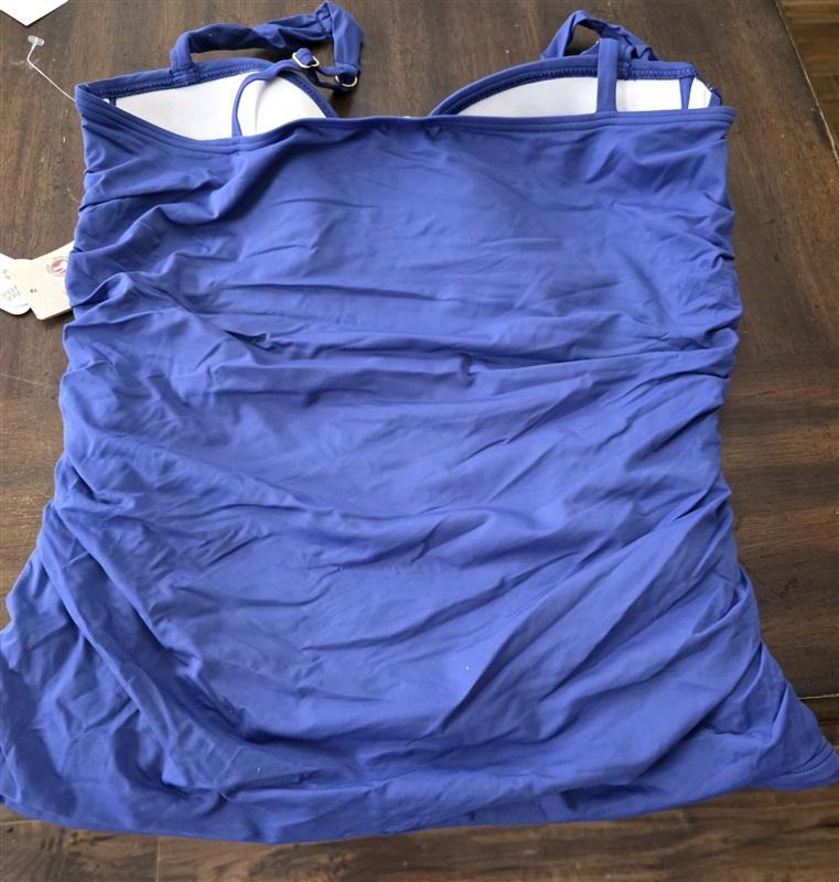 NWT Tommy Bahama L Pearl Shirred Long Bandini Tankini Top Blue 131625