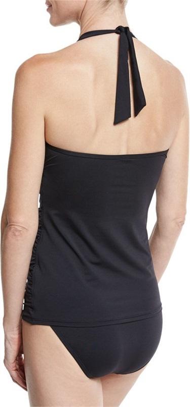 NWT Tommy Bahama M Pearl Mesh Halter Long Tankini Black 131629