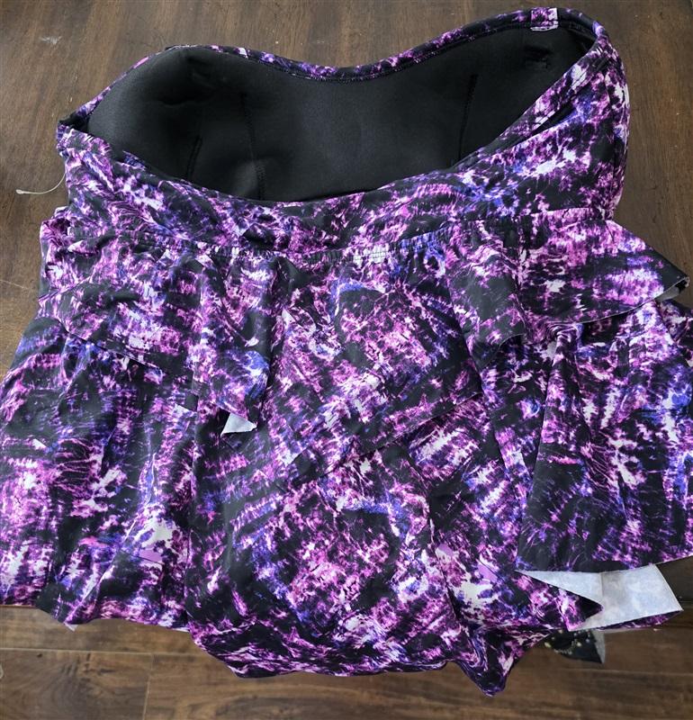 NWOTD Torrid 0X Purple White Black Galaxy Peplum Tankini Swim Top 131631