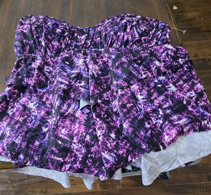 NWOTD Torrid 0X Purple White Black Galaxy Peplum Tankini Swim Top 131631