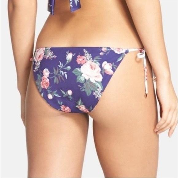 NWT WILDFOX Gypsy L Purple Floral Bikini Tie Side Bottom 131633